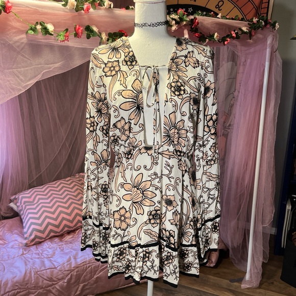 For Love And Lemons Floral Dress in Cream and Black - Picture 1 of 6